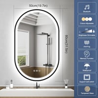 STARLEAD Ovális LED Fürdőszobai Tükör 80x50cm Bluetooth Dimmelhető Antifog 9