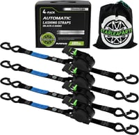 StarLeaparts 4db Automatikus Spanifer S-horoggal 3.6m x 25mm 340kg Fekete - 4 Stück S-Haken, black 1