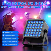 Starlitflow 54W RGBWA UV LED Par Reflektor Akkumulátoros Távirányítóval Diszkó Parti Fény 2