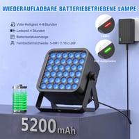 Starlitflow 54W RGBWA UV LED Par Reflektor Akkumulátoros Távirányítóval Diszkó Parti Fény 4