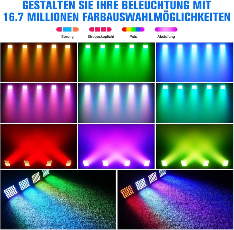 Starlitflow 54W RGBWA UV LED Par Reflektor Akkumulátoros Távirányítóval Diszkó Parti Fény