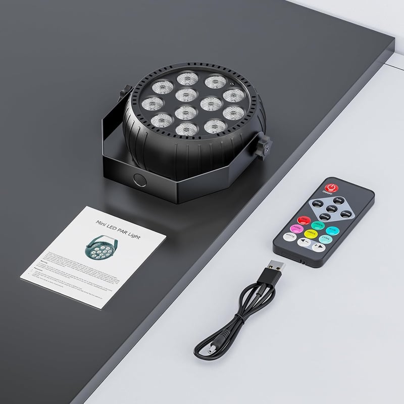 Starlitflow RGB LED Par lámpa 12 LED távirányítóval, 2200 mAh akkumulátor, party és DJ fényzene