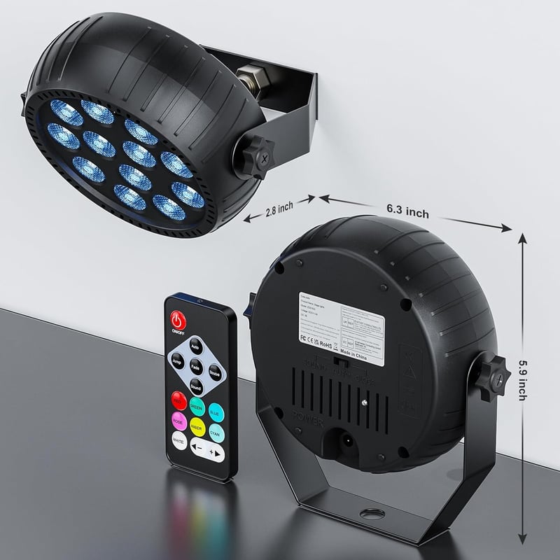Starlitflow RGB LED Par lámpa 12 LED távirányítóval, 2200 mAh akkumulátor, party és DJ fényzene