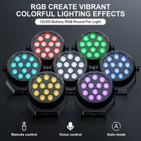 Starlitflow RGB LED Par lámpa 12 LED távirányítóval, 2200 mAh akkumulátor, party és DJ fényzene 2