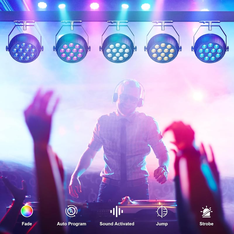 Starlitflow RGB LED Par lámpa 12 LED távirányítóval, 2200 mAh akkumulátor, party és DJ fényzene
