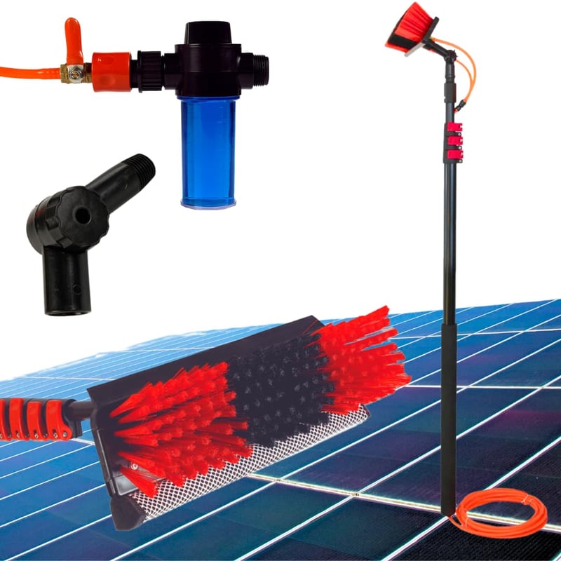Teleskopická čistiaca kefa STARLYF Hydrocleaner Pro 4,6 m – na vodný pohon, so zásobníkom na saponát, na čistenie solárnych panelov, okien a lodí