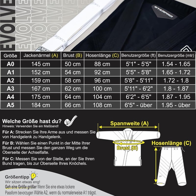 Starpro Evolve BJJ Gi 350g fehér-fekete professzionális kimonó