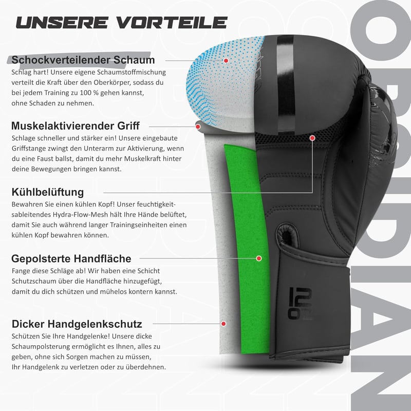 Starpro Matt Fekete Boxkesztyű - Edzés és Sparring - 8oz-16oz
