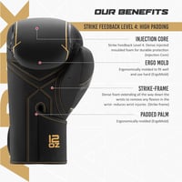 Starpro Premium Boxkesztyű Valódi Bőr Piros-Fekete Profi Edzés Muay Thai Kickboxing - 12oz, Dourado/Preto 3