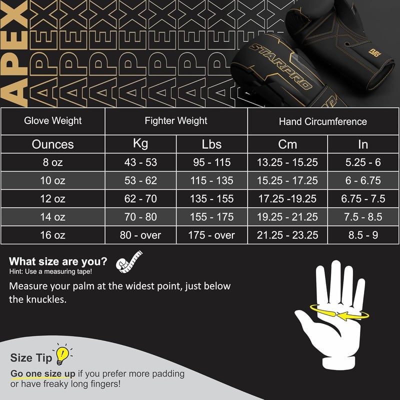 Starpro Premium Boxkesztyű Valódi Bőr Piros-Fekete Profi Edzés Muay Thai Kickboxing - 12oz, Dourado/Preto