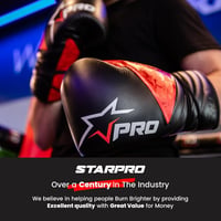 Starpro Premium Boxkesztyű Valódi Bőr Piros-Fekete Profi Edzés Muay Thai Kickboxing - 12oz, Dourado/Preto 7