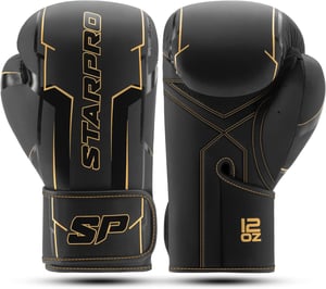 Starpro Premium boksačke rukavice, PU umjetna koža, za trening i sparing - crne - 12 oz