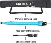 STARRY CITY Napernyő Székes Csipesszel 105cm UPF50+ Kerti Strandszékhez 6