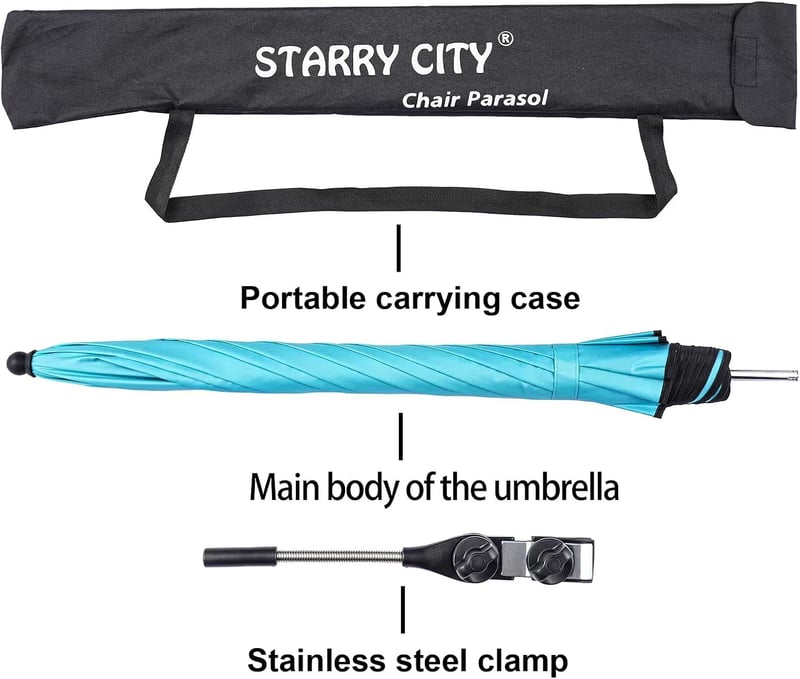 STARRY CITY Napernyő Székes Csipesszel 105cm UPF50+ Kerti Strandszékhez