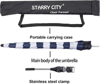 STARRY CITY Napernyő Székes Csipesszel 105cm UPF50+ Napvédelem Kerti Székhez 3