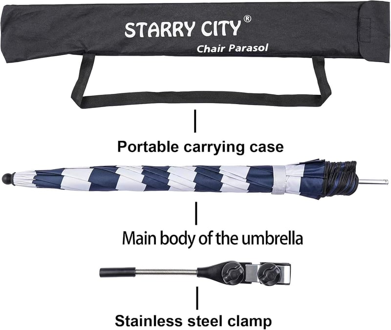 STARRY CITY Napernyő Székes Csipesszel 105cm UPF50+ Napvédelem Kerti Székhez