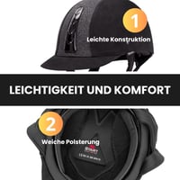 ENJOY THE RIDE Sport+ Jazdecká prilba – Ľahká a bezpečná prilba na kone pre dospelých aj deti, s ventilačným systémom, nastaviteľná, čierna 5