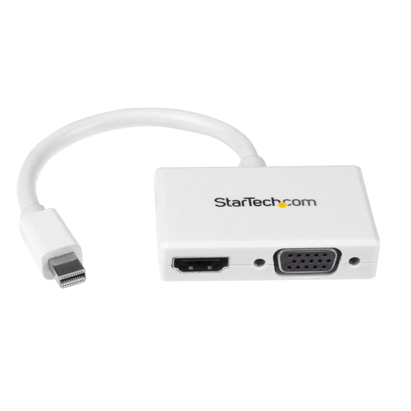 Cestovný adaptér StarTech MDP2HDVGAW Mini DisplayPort na HDMI/VGA – biely