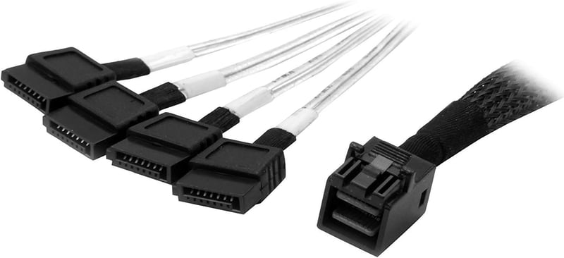 StarTech SAS43SAT1M belső Mini-SAS–SATA kábel - 1 m - fekete/ezüst