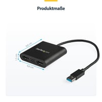 Adaptér StarTech USB-A 3.0 na duálne HDMI pre Windows, 4K 30Hz a 1080p 60Hz, režim rozšírenia alebo zrkadlenia, prevodník USB na monitor 5