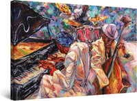 Startonight Narancs Jazz Zenekar Absztrakt Vászonkép - 60x90 cm Modern Fali Dekoráció Nappali Hálószoba - Éjjel-Nappal Effekt 1
