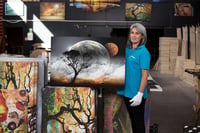 Startonight Pictures Hold és Fa Vászonkép - Modern Fali Dekoráció 60x90 cm, Nappali-Éjszakai Fényhatással, Hálószoba Falidekoráció 6