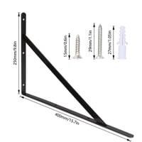 STARVAST Držiak police, 6 ks 90-stupňové oceľové trojuholníkové konzoly 400x250mm, čierne, s nástenným upevnením a skrutkami 2