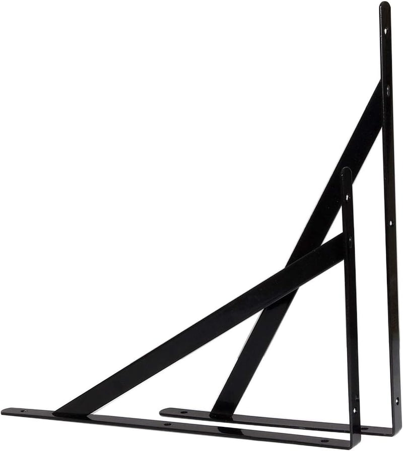STARVAST Polctartó Konzol 6 db 90 Fokos Acél Háromszög Tartó 400x250mm Fekete Fali Rögzítéssel Csavarokkal