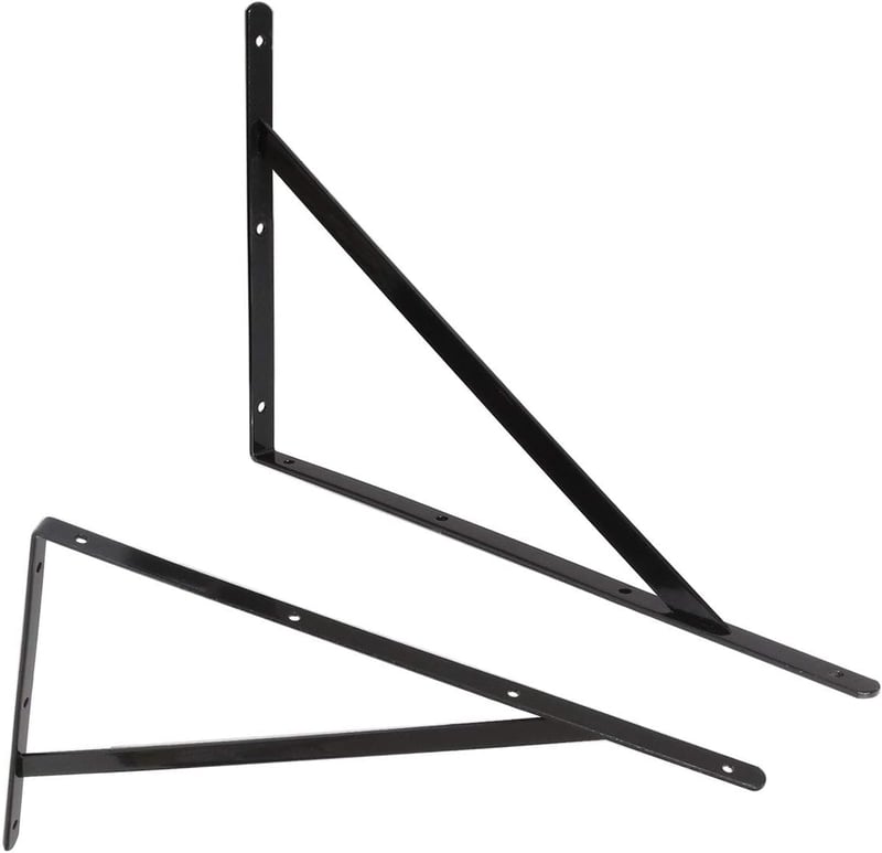STARVAST Polctartó Konzol 6 db 90 Fokos Acél Háromszög Tartó 400x250mm Fekete Fali Rögzítéssel Csavarokkal