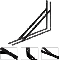 STARVAST Polctartó Konzol 6 db 90 Fokos Acél Háromszög Tartó 400x250mm Fekete Fali Rögzítéssel Csavarokkal 3