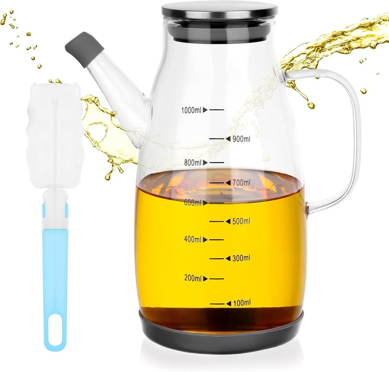 Starvortex 1L Boroszilikát Üveg Olajadagoló Mérőskálával