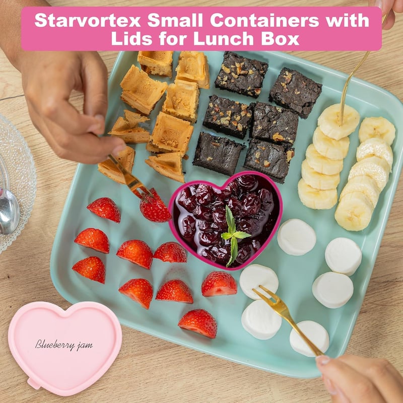 Starvortex 9 db szív alakú 90 ml-es ételtartó, BPA-mentes, légmentes, fagyasztóba való