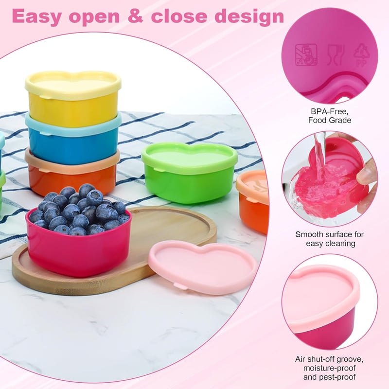 Starvortex 9 db szív alakú 90 ml-es ételtartó, BPA-mentes, légmentes, fagyasztóba való