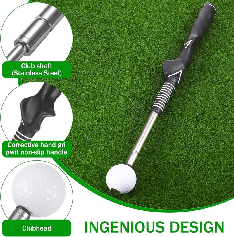Starvortex Golf Swing Trainer Kar- és Ütésjavító Edzőeszköz Beltéri Kültéri Gyakorláshoz - Black, Normale Größe