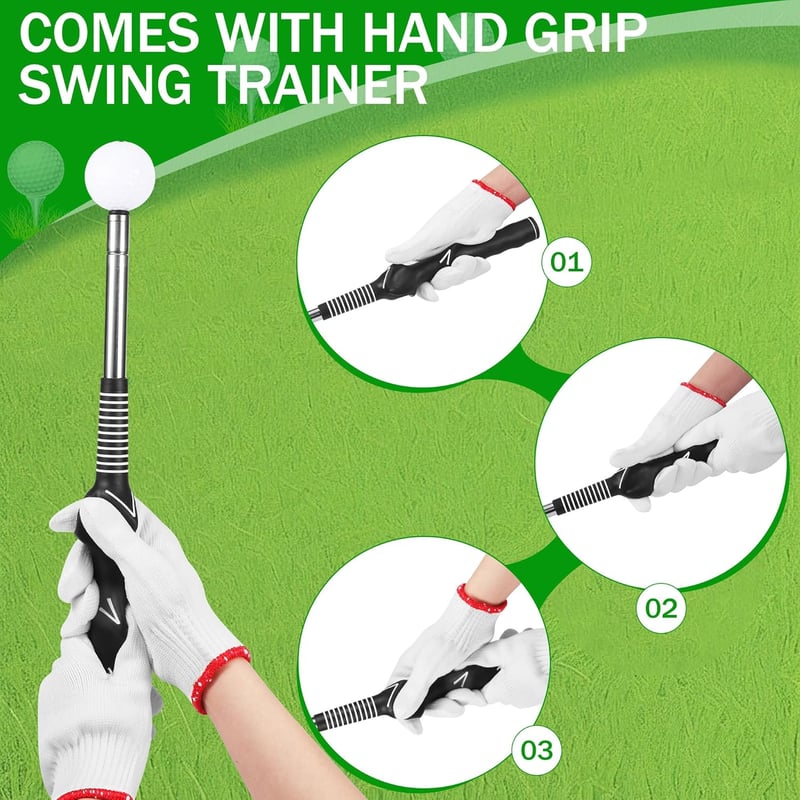 Starvortex Golf Swing Trainer Kar- és Ütésjavító Edzőeszköz Beltéri Kültéri Gyakorláshoz - Black, Normale Größe