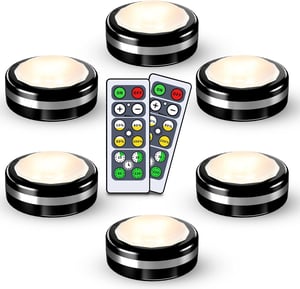 Iluminat LED cu baterii autoadeziv Starxing cu 2 telecomenzi, reglabil, 4000K, negru, pentru holuri, scări, vitrine, bucătărie, garaj