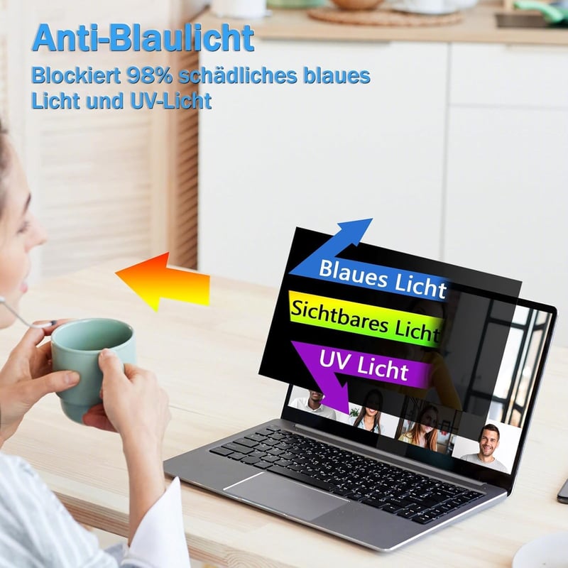 STARY 15,6" Laptop Betekintésvédelmi Fólia - Kék Fény Szűrő, Csillogásmentes, Eltávolítható, Lenovo HP Dell Acer Samsung Asus Kompatibilis