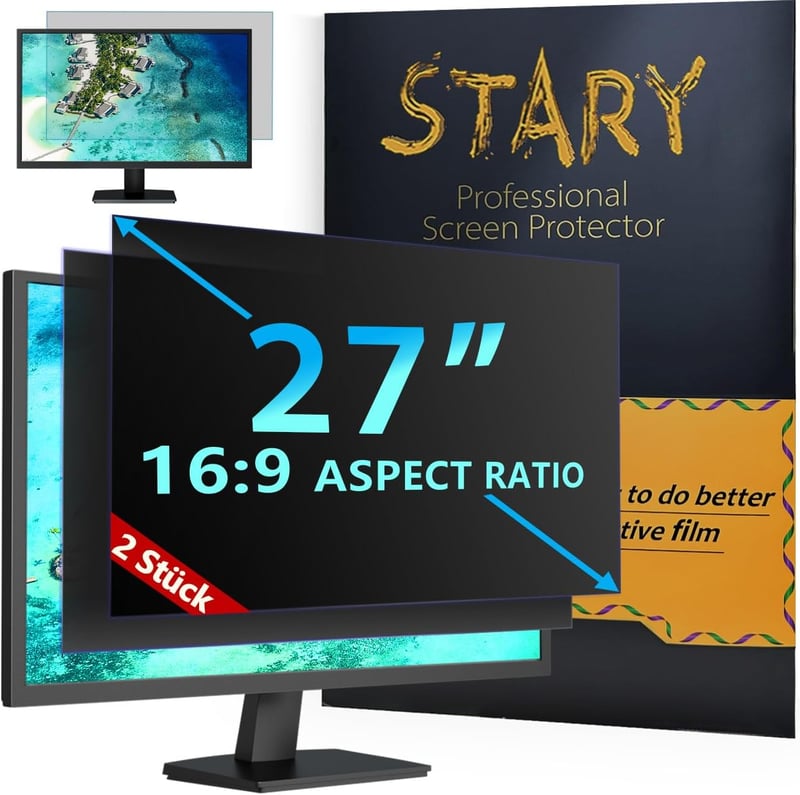 STARY 27 hüvelykes monitorszűrő 2db kék fény szűrés privátszféra védelem