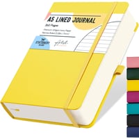 STATIONERY ISLAND Zápisník A5 s tvrdou väzbou a linkami, hrubý denník s 360 stranami, 100g papier, citrónovo žltý, na písanie, prácu a štúdium 1