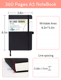 STATIONERY ISLAND Zápisník A5 s tvrdou väzbou a linkami, hrubý denník s 360 stranami, 100g papier, citrónovo žltý, na písanie, prácu a štúdium 4