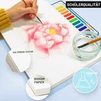 Bloc de hârtie pentru acuarelă Stationery Island A5, 300g, 50 de coli, hârtie pentru acuarelă pentru începători și studenți, caiet de schițe 4