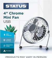 Status Hordozható Fém USB Mini Ventilátor Króm Színben 7