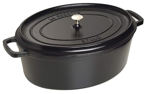 STAUB Cocotte posuda od lijevanog željeza s poklopcem, ovalna, 31 cm, 5,5 L, crna, za indukciju, Made in France