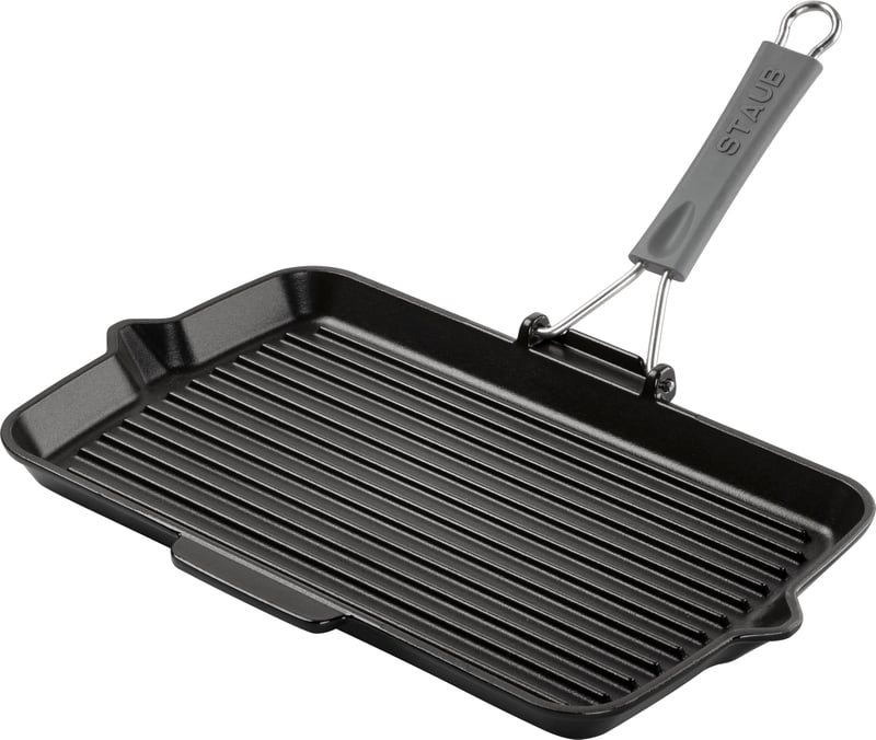STAUB Grill tava pravokutna 34x21 cm crna od lijevanog željeza rebrasta ploča za pečenje