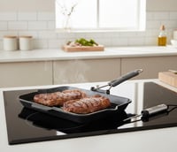 STAUB Grill tava pravokutna 34x21 cm crna od lijevanog željeza rebrasta ploča za pečenje 6
