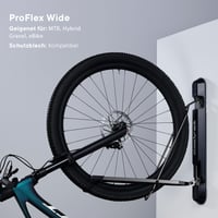 Nástenný držiak na bicykel Steadyrack ProFlex Wide – Skladateľný vertikálny držiak na elektrobicykle, MTB a gravel bicykle – Skladovanie v garáži alebo pivnici – Balenie 2 ks 4