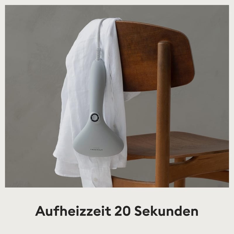 Steamery Cirrus 2 Ruhagőzölő 1500W - Gyűrődésmentes Eredmény, 20 mp Felfűtés, Hordozható, Ergonomikus, Skandináv Dizájn, Szürke