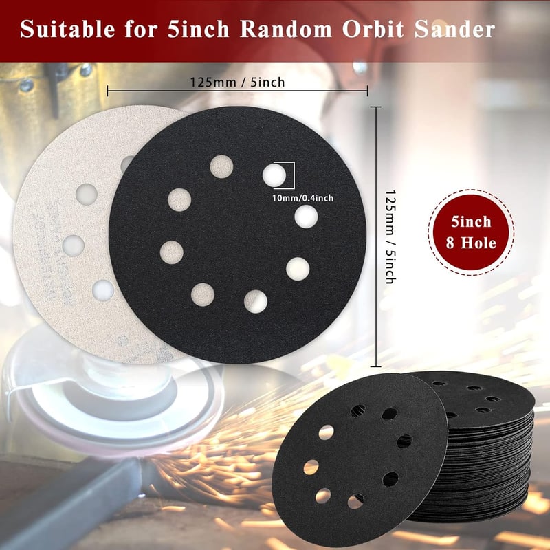 STEBRUAM 125mm Velcro Csiszolópapír Készlet 80db Szilíciumkarbid 320-2000 Körcsiszolóhoz