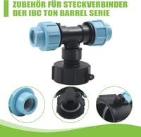 STEEIRO IBC Tank Adapter S60X6 Menetes Csatlakozó, Háromágú T-Idom 25mm Csőhöz, Esővíz Tartály Összekötő Fekete-Kék 7