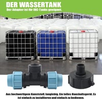 STEEIRO IBC Tank Adapter S60X6 Menetes Csatlakozó, Háromágú T-Idom 25mm Csőhöz, Esővíz Tartály Összekötő Fekete-Kék 6